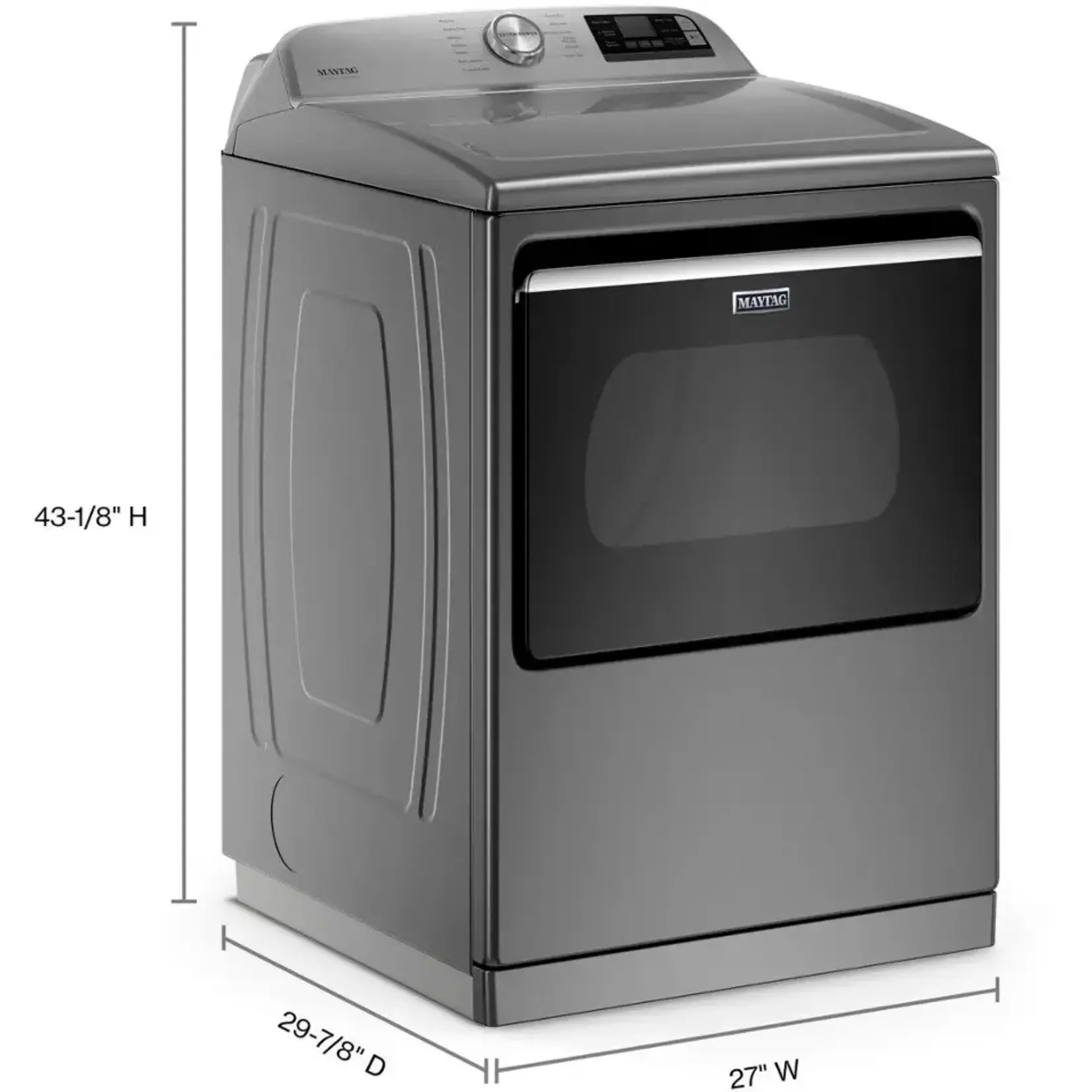 Maytag #MED7230HC  7.4 cu. ft. 240-Volt Smart Capable Metallic Slate Electric Vented Dryer with Hamper Door and Steam, ENERGY STAR