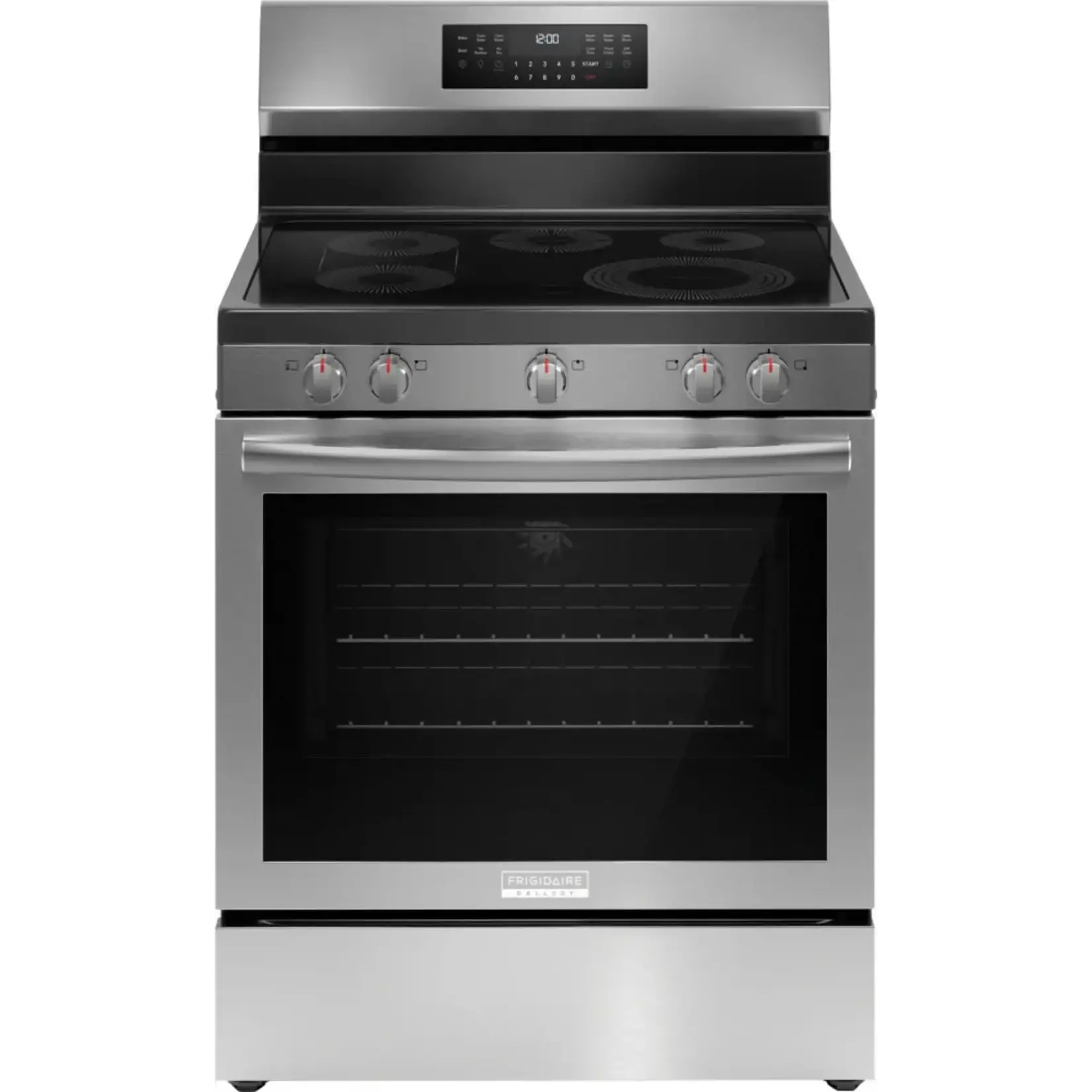*GCRE3060BF Frigidaire Gallery 30-in Glass Top 5 burners 5.3-cu ft Air Fry Convection Oven Freestanding Electric Range Fingerprint Resistant Stainless Steel )