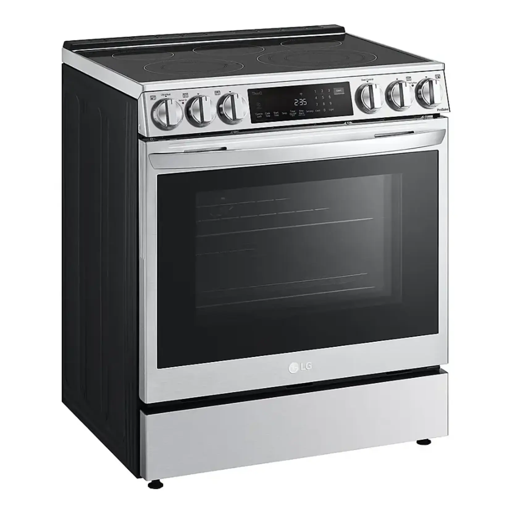 LG CPS-LSEL6335FE - LG 30 in. 6.3 cu. ft. 5 Burner Element Slide-In Electric Range in PrintProof Stainless Steel w/ Instaview, Air Fry, ProBake