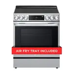 LG #LSEL6335FE - LG 30 in. 6.3 cu. ft. 5 Burner Element Slide-In Electric Range in PrintProof Stainless Steel w/ Instaview, Air Fry, ProBake
