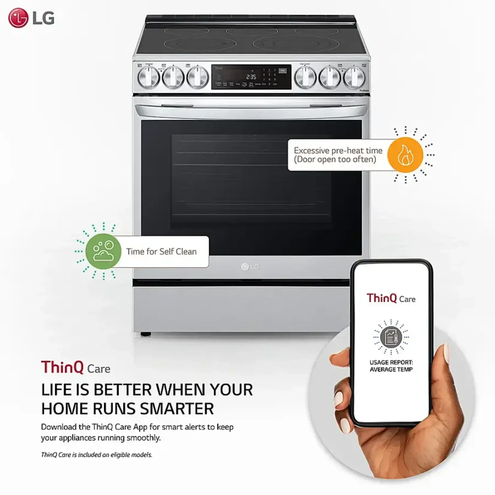LG CPS-LSEL6335FE - LG 30 in. 6.3 cu. ft. 5 Burner Element Slide-In Electric Range in PrintProof Stainless Steel w/ Instaview, Air Fry, ProBake