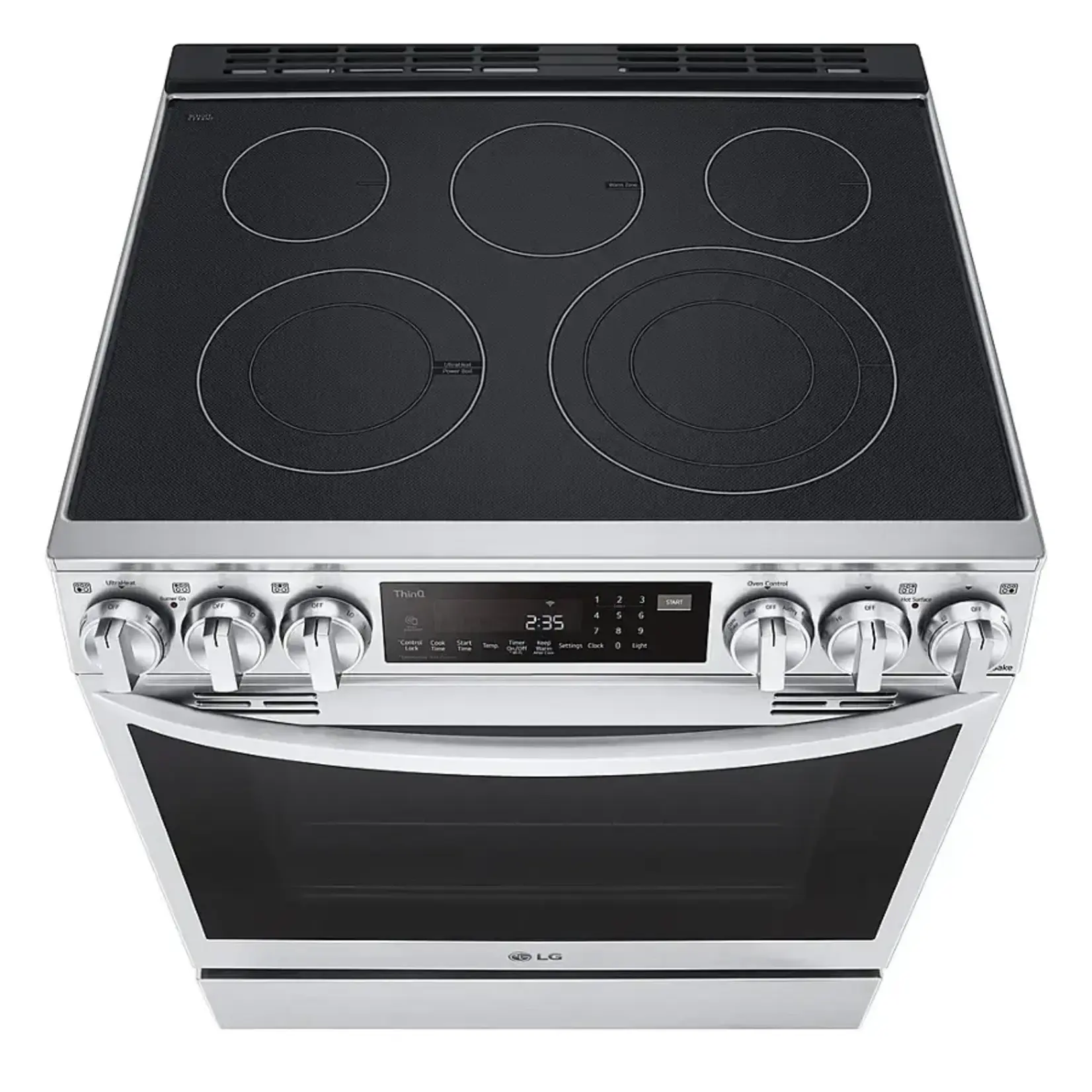 LG #LSEL6335FE - LG 30 in. 6.3 cu. ft. 5 Burner Element Slide-In Electric Range in PrintProof Stainless Steel w/ Instaview, Air Fry, ProBake