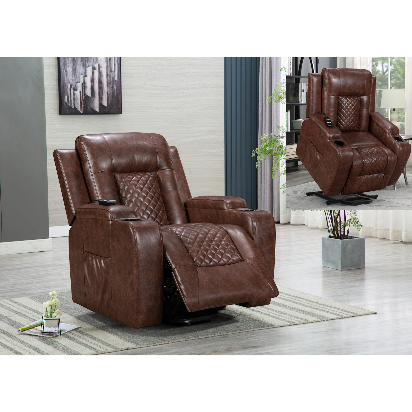 Nationwide Furniture Distributors #*U544R - NationwideFD Brown Lift Chair w/ Heat & Massage