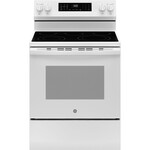GE GRF600AVWW 30 in. 5 Burner Element Smart Free-Standing Electric Convection Range in White w/ EasyWash Oven Tray, No-Preheat Air Fry