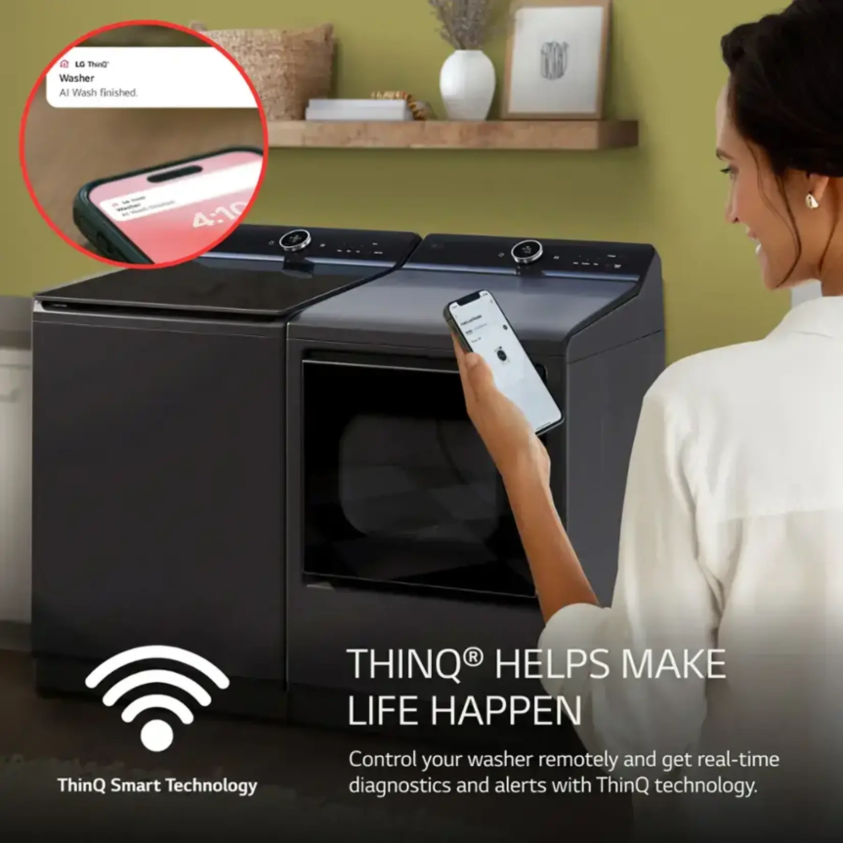 LG LG - 5.5 Cu. Ft. High Efficiency Smart Top Load Washer with EasyUnload - Matte Black