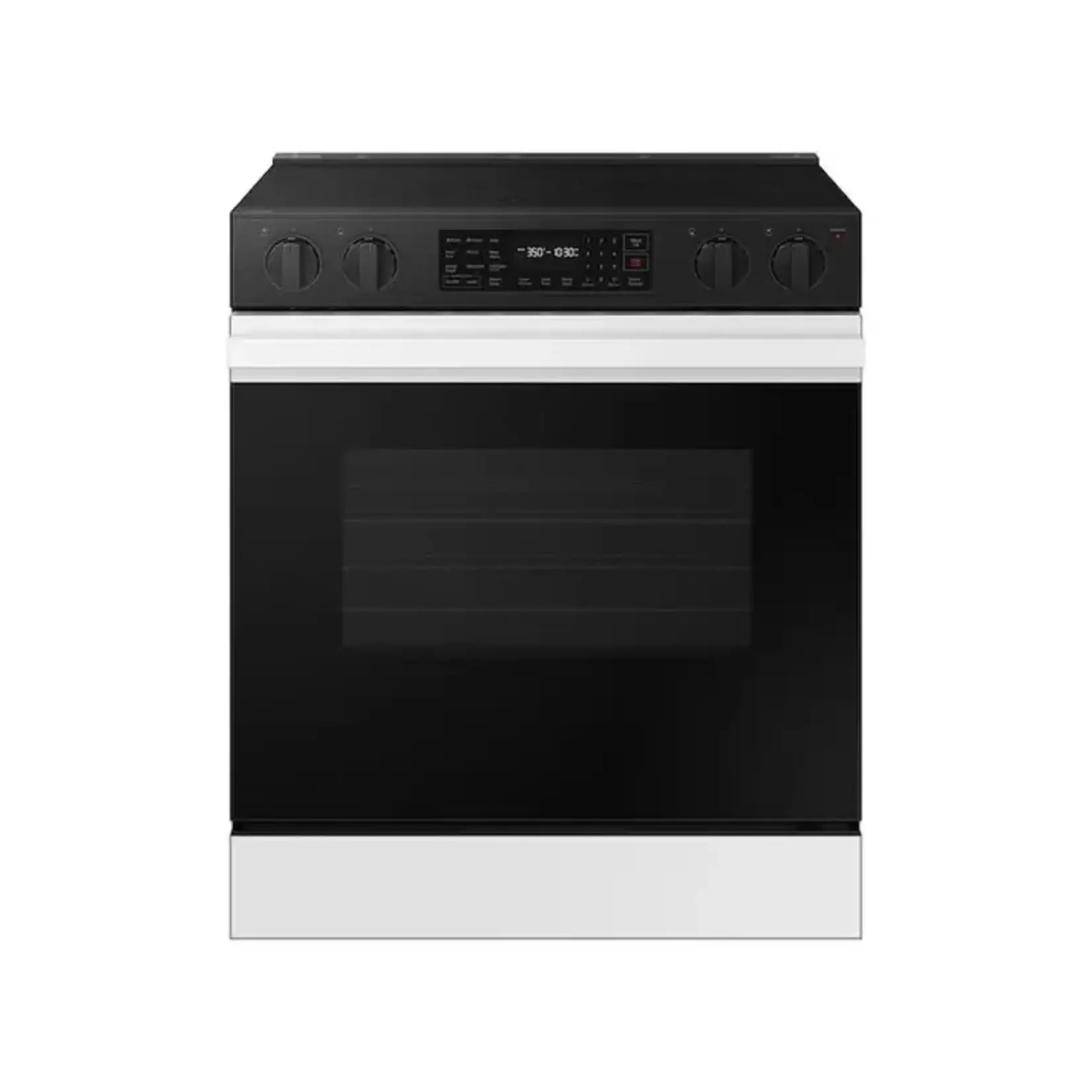 SAMSUNG NSE6DB830012 Bespoke 30 in. 5-Burner Element Smart Slide-In Electric Range in White Glass with AirFry and Safety Knobs