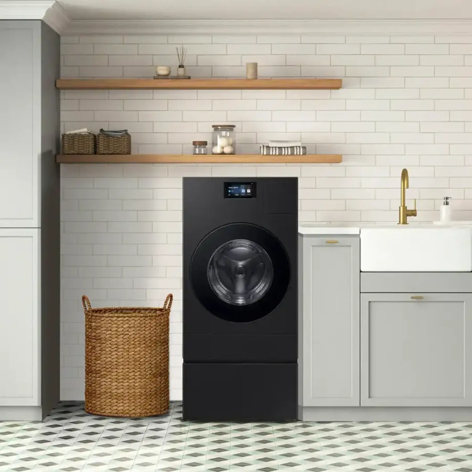 SAMSUNG #WE702NB - Samsung Bespoke AI Laundry Combo™ Pedestal with Storage Drawer in Brushed Black