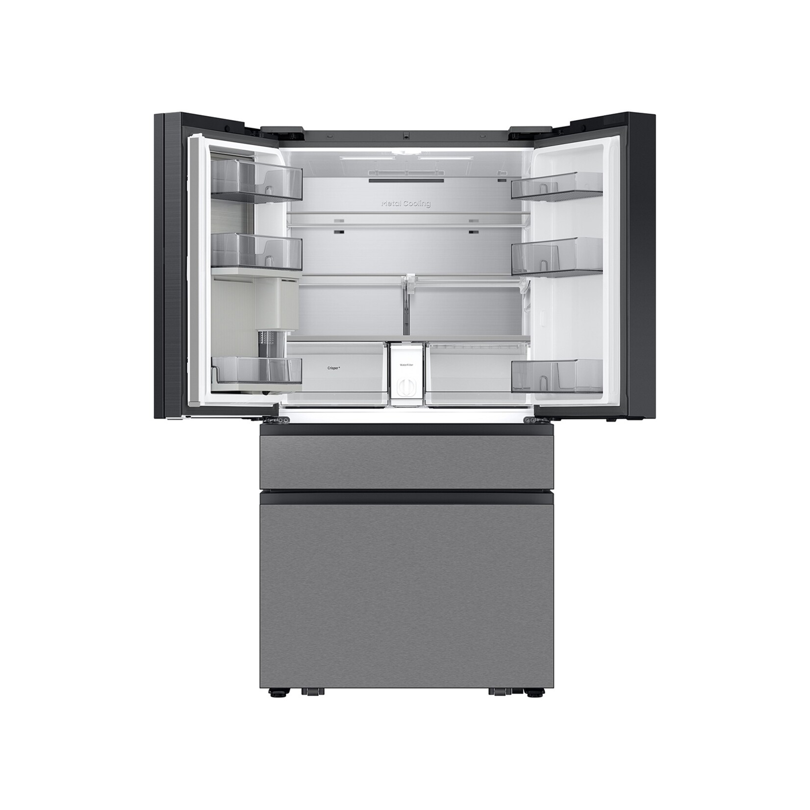 SAMSUNG #*RF90F29AECRAA - Samsung Bespoke Standard-Depth Family Hub 28.6-cu ft 4 -Door 36-in Wide Smart Compatible French Door Refrigerator with Dual Ice Maker with Water Dispenser and Door within Door ( Charcoal Glass Top with Stainless Steel Bottom Panels )