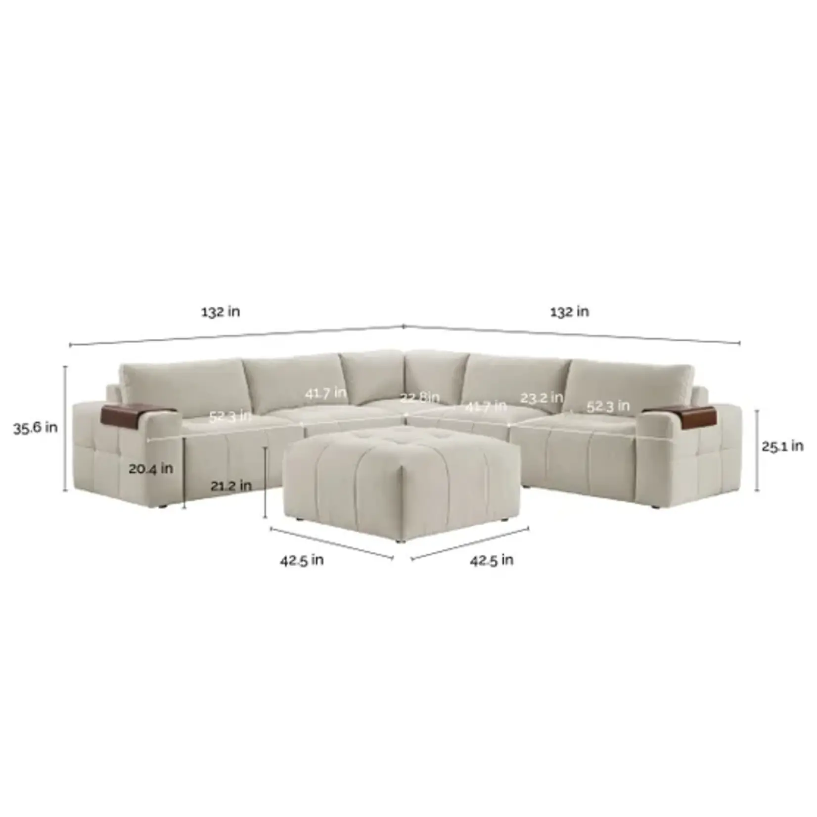 #1812612 - Paige 6-piece Modular Fabric Sectional