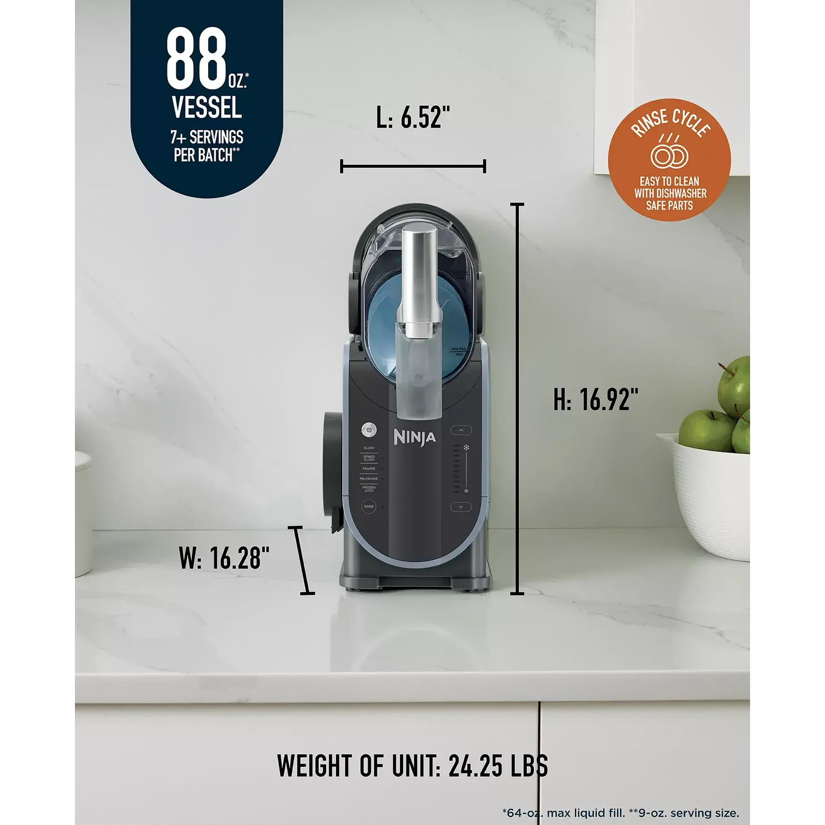 NINJA Slushie 88 oz. Professional Frozen Drink Maker Rapid Chill Technology and 5-Preset Programs, Frozen Margaritas in Blue