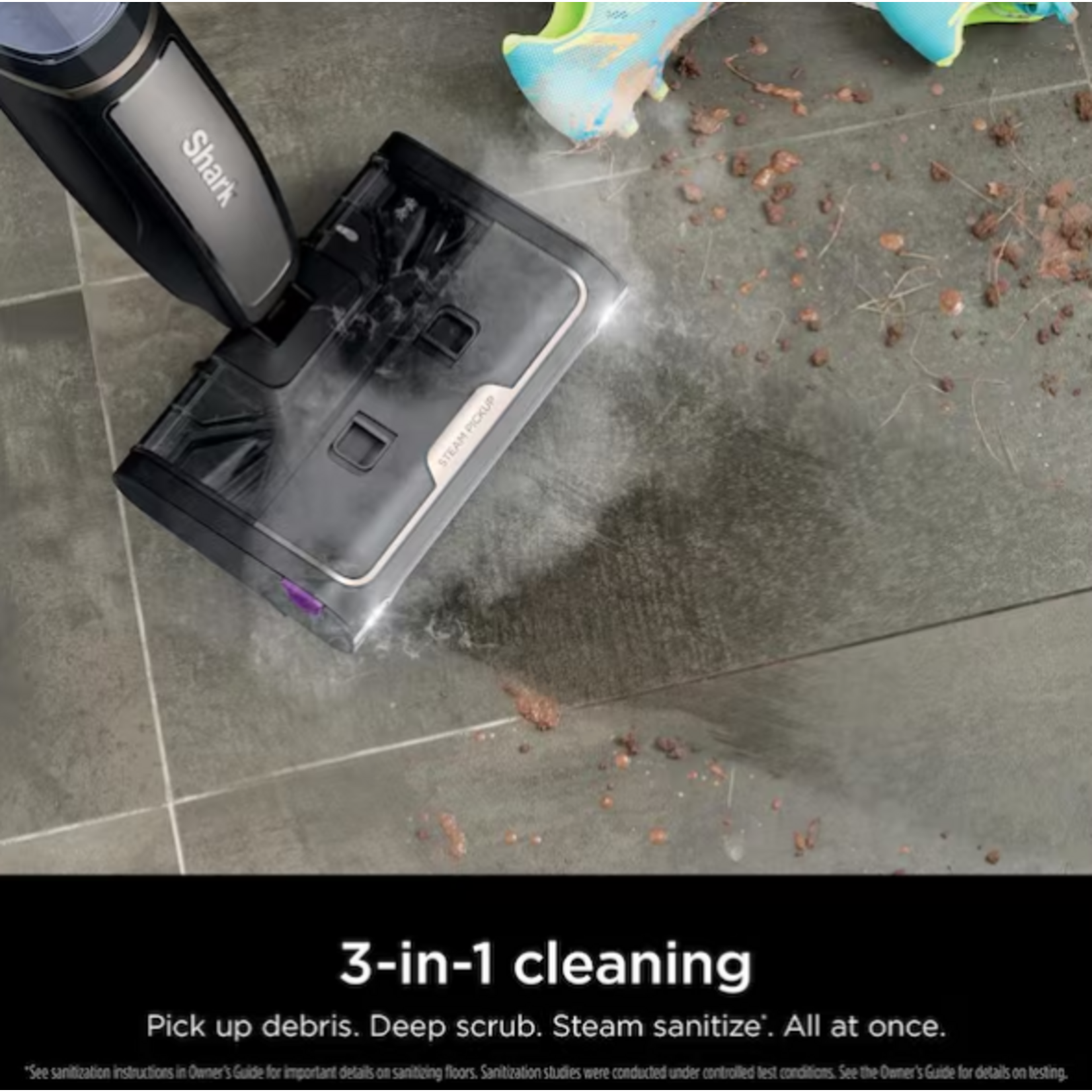 Shark #SD201 - Shark Steam Pickup 3-in-1 Corded Steam Mop for Hardwood, Tile, Stone and Laminate in Black with Storage Tray, Self Cleans