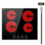 #LT4-79 - VEVOR Black Elements Electric Cooktop 24 in. 4-Burners Built-in Electric Stove Top 6000-Watt Ceramic Top Radiant Cooktop