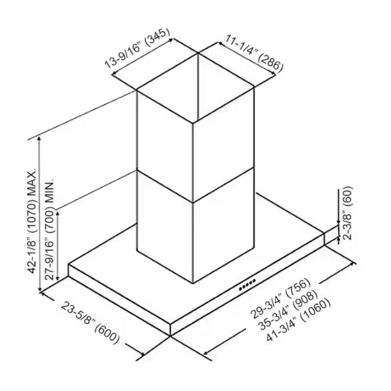 KOBE Range Hoods 36 in. 680 CFM Island Range Hood in Stainless Steel 3 Speed with QuietMode and 4 LED Lights