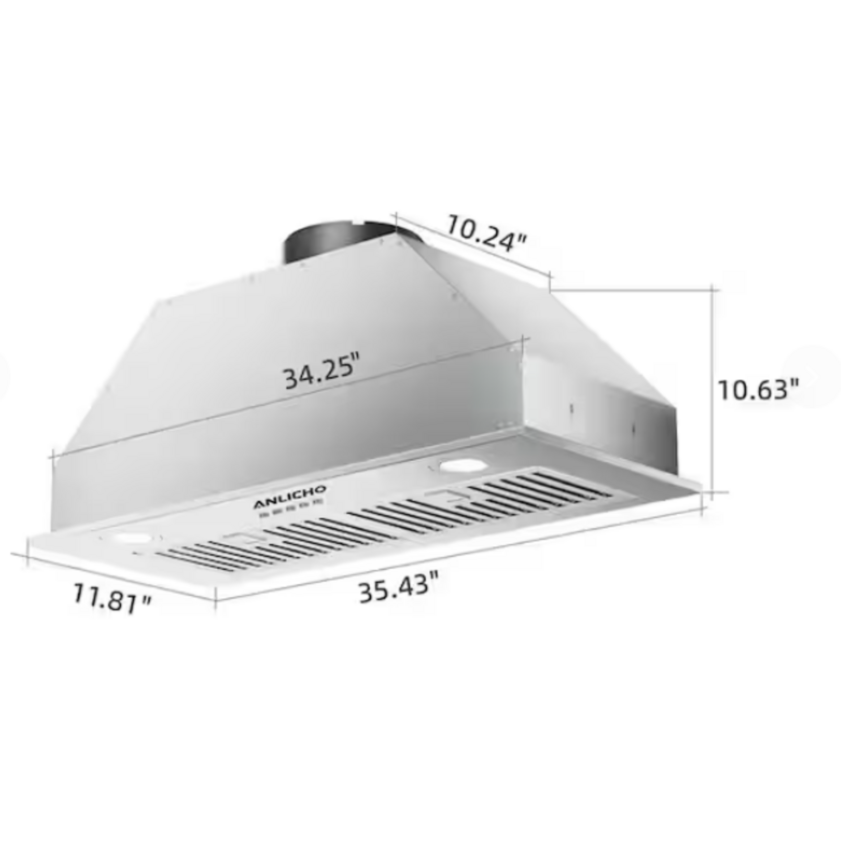 #HDRHB1-36S - Anlicho 36 in. 600 CFM Convertible Ducted to Ductless Insert Range Hood in Stainless Steel with 3-Speed and LED Lights