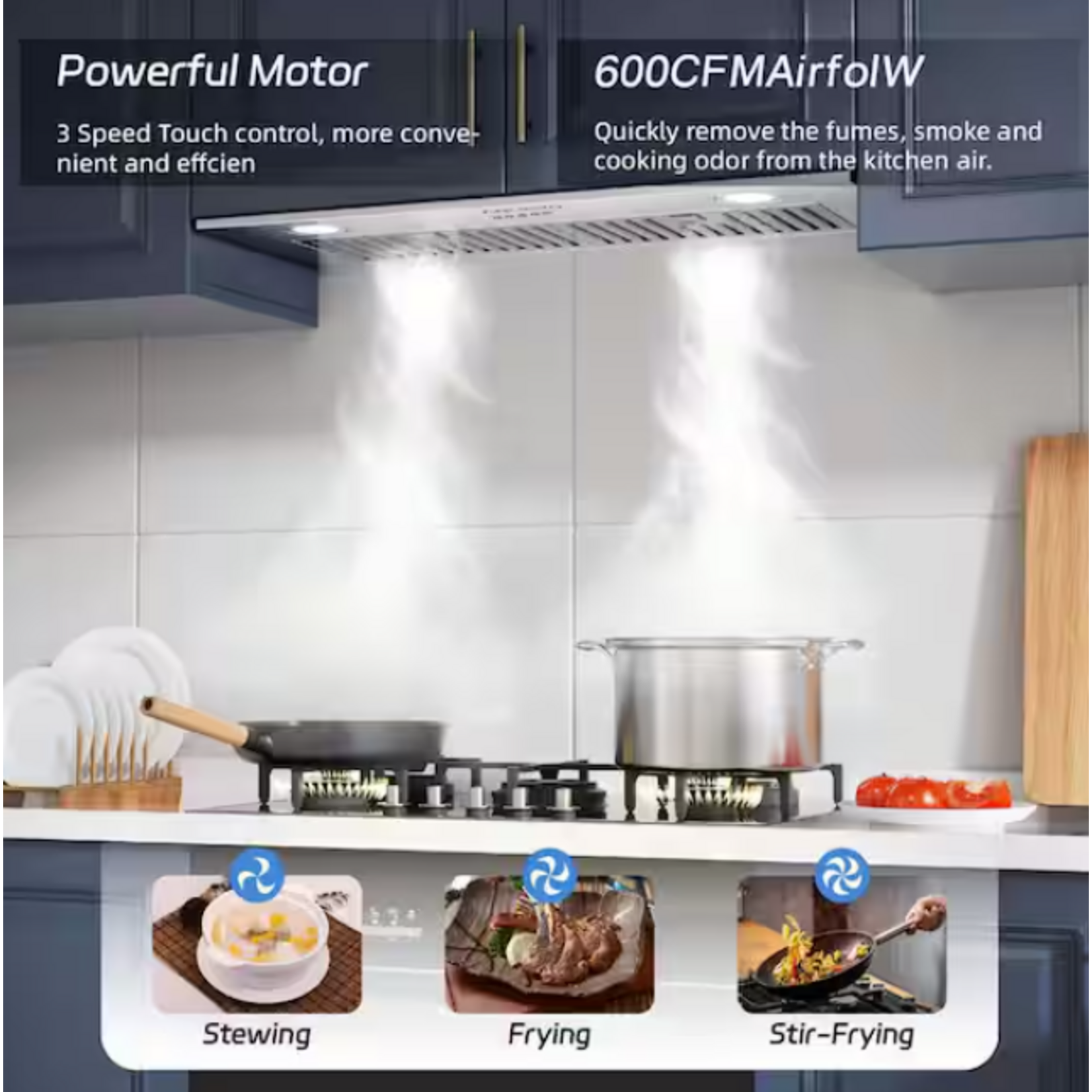 #HDRHB1-36S - Anlicho 36 in. 600 CFM Convertible Ducted to Ductless Insert Range Hood in Stainless Steel with 3-Speed and LED Lights