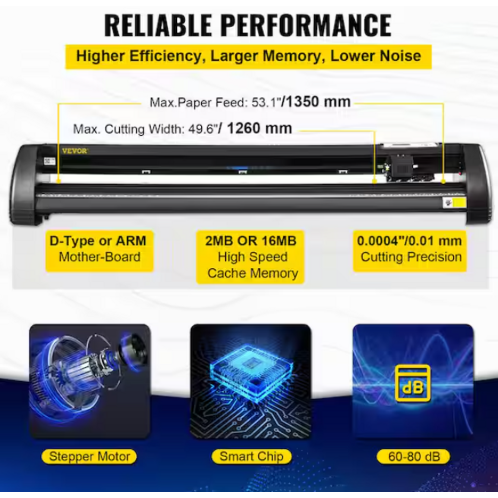 #KZJ-1350SDJC00001V1 - VEVOR Vinyl Cutter 53 in. LCD Display Vinyl Plotter Cutter Machine Windows Compatible System Sign Making Machine with Stand