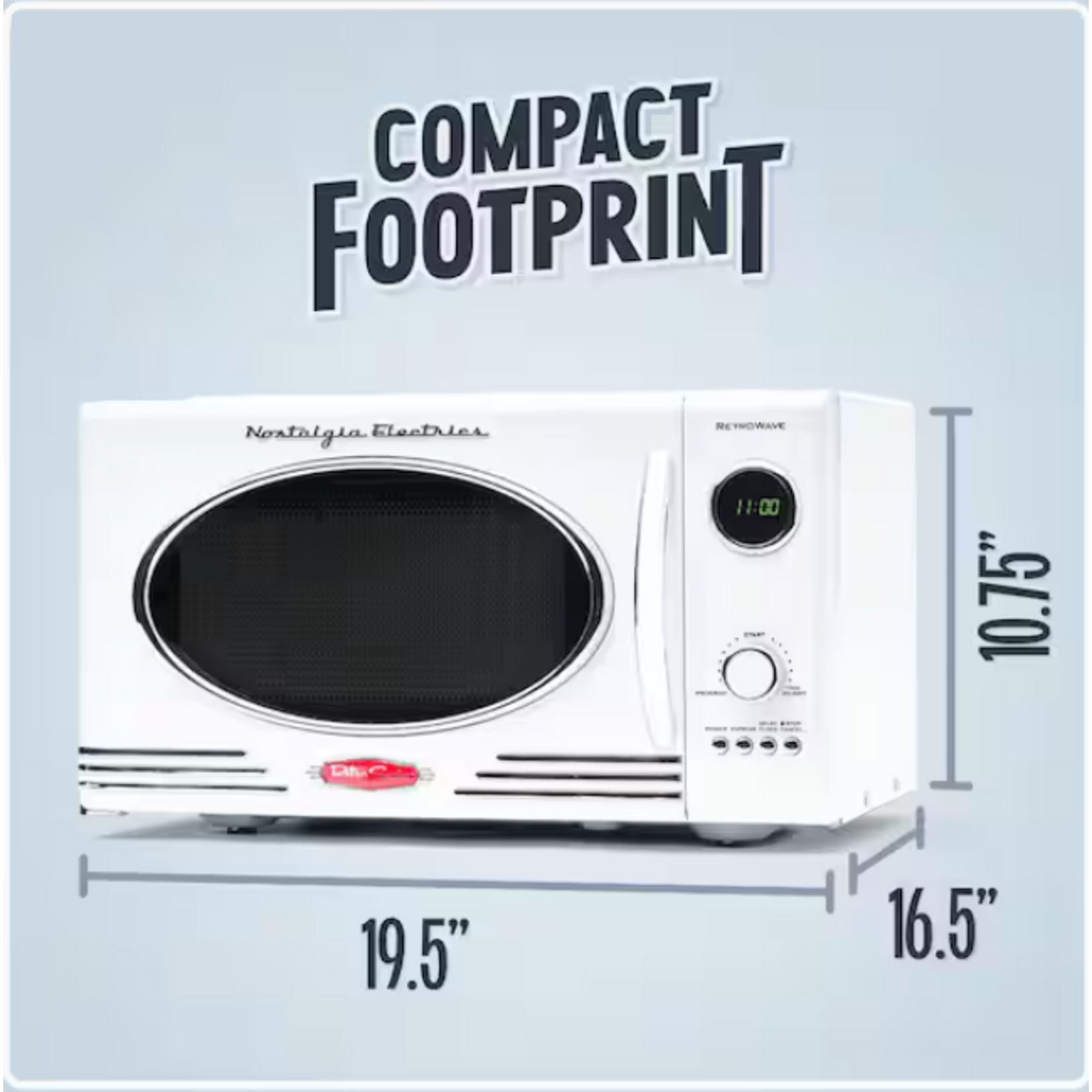 Retro Series 19.5 in. Wide 0.9 cu. ft. 800-Watt Countertop Microwave in White