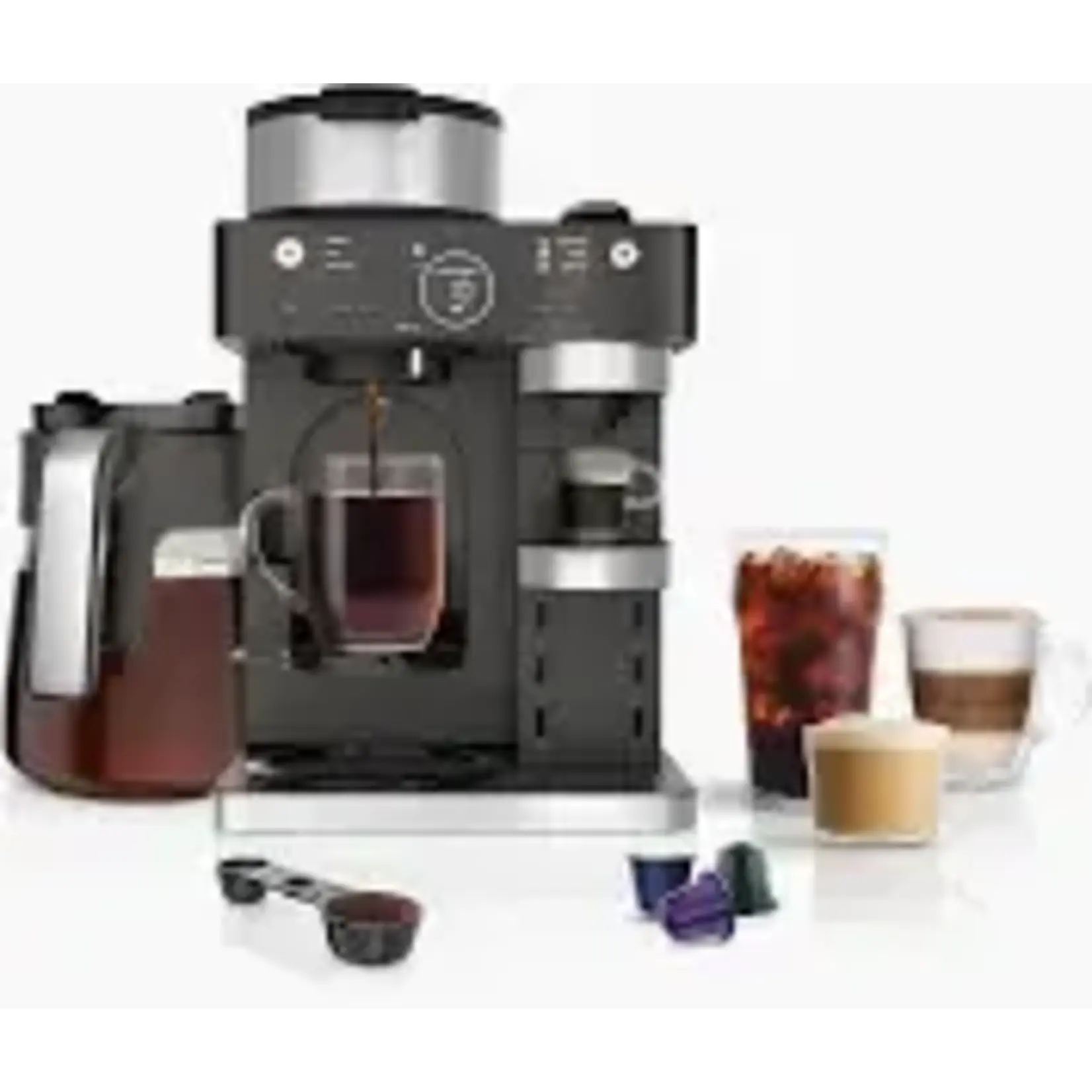 NINJA ESPRESSO & COFFEE BARISTA SYSTEM- CFN601 Espresso and Coffee System, Single-Serve and Nespresso Capsule Compatible, 12- Cup Black Stainless Steel Coffee Maker