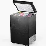 Electactic BD-50 1.8 Cubic Feet Chest Freezer with 2 removable baskets Free Standing Top open Door Deep Compact Freezer Suitable for Home/RV/Kitchen/Office-Black