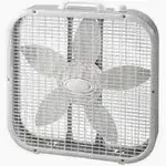 Lasko- 373320- in. 3 Speed Box Fan in White for Bedrooms, Living Rooms, Garages with Save Smart Technology, 1800 CFM, Carry Handle