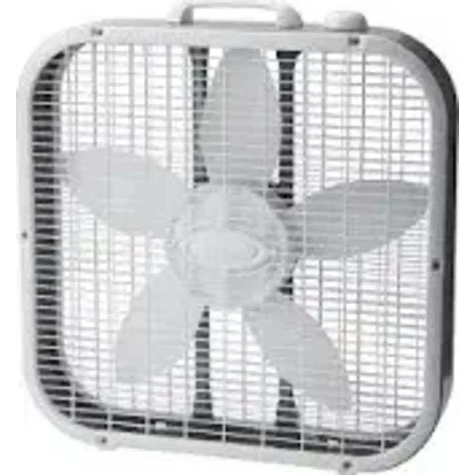 Lasko- 373320- in. 3 Speed Box Fan in White for Bedrooms, Living Rooms, Garages with Save Smart Technology, 1800 CFM, Carry Handle