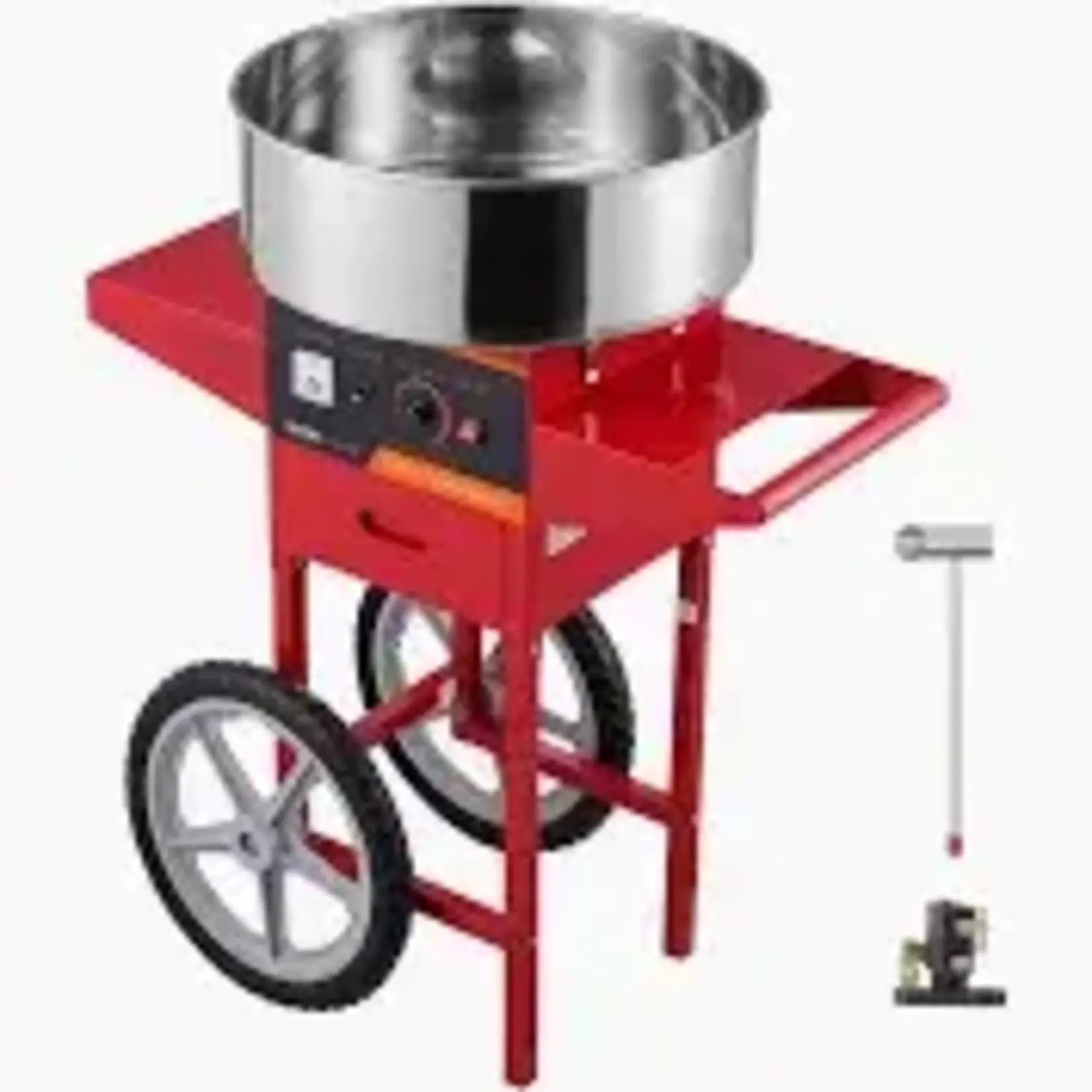 VEVOR Electric Cotton Candy Machine with Cart 1000W Commercial Candy Floss Maker with Stainless Steel Bowl, Drawer, RED