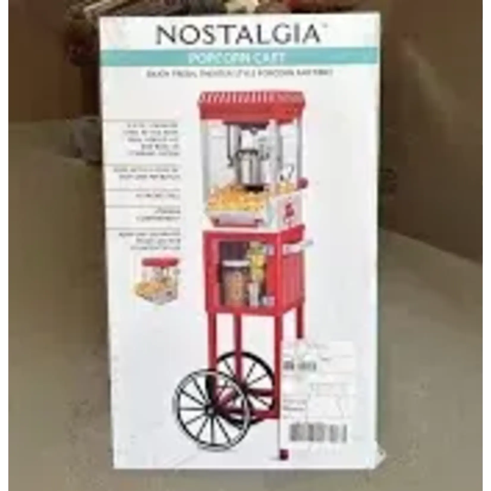 Nostalgia KPM200CART Vintage Collection 2.5 oz. Red Oil Popcorn Machine with Cart