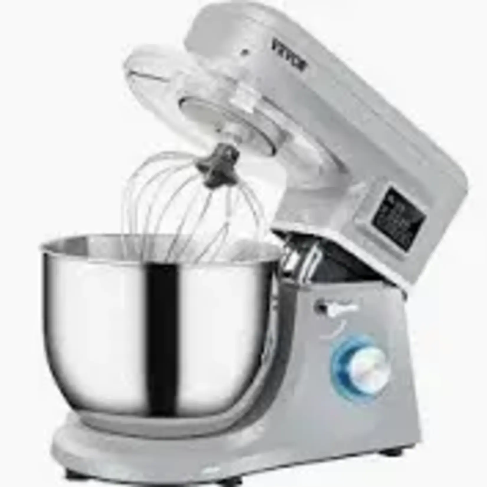 VEVOR Stand Mixer-SM-1507L 660W Electric Dough Mixer with 6 Speeds LCD Screen Timing Food Mixer with 7.4 Qt. Stainless Steel Bowl, Gray
