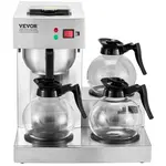 VEVOR  RBT-386-BD3-12-Cups Commercial Drip Coffee Maker, Coffee Maker Machine with 3-Glass Carafes and 3-Warmer Plates, Stainless Steel