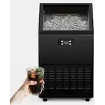 EUHOMY-CIM001-100BL-E 17.3 in. 100 lb. /24H Full Ice Sizes Commercial Ice Maker in Black, 33 lb. Storage Bin, Ice Full Alert and Auto-Cleaning