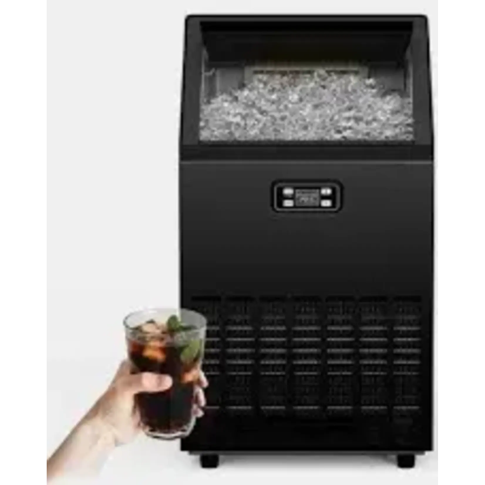 EUHOMY-CIM001-100BL-E 17.3 in. 100 lb. /24H Full Ice Sizes Commercial Ice Maker in Black, 33 lb. Storage Bin, Ice Full Alert and Auto-Cleaning