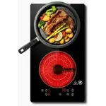 SUNMAKI Sunmaki Electric Induction Cooktop 2 Burners, 12" Induction Stove for Fast Cooking, 1800W Electric Stove, Bulit-in&Countertop with Plug, 1800W 120V