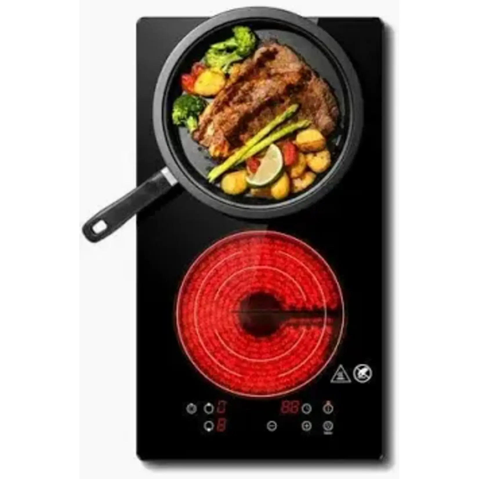 Sunmaki Electric Induction Cooktop 2 Burners, 12" Induction Stove for Fast Cooking, 1800W Electric Stove, Bulit-in&Countertop with Plug, 1800W 120V