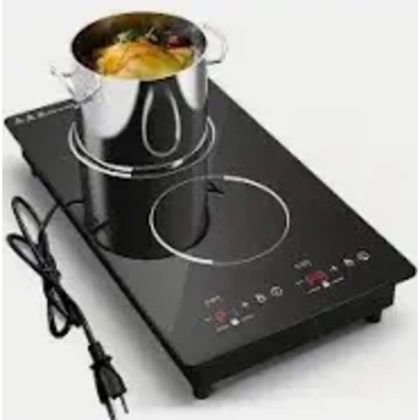 SUNMAKI Sunmaki Electric Induction Cooktop 2 Burners, 12" Induction Stove for Fast Cooking, 1800W Electric Stove, Bulit-in&Countertop with Plug, 1800W 120V