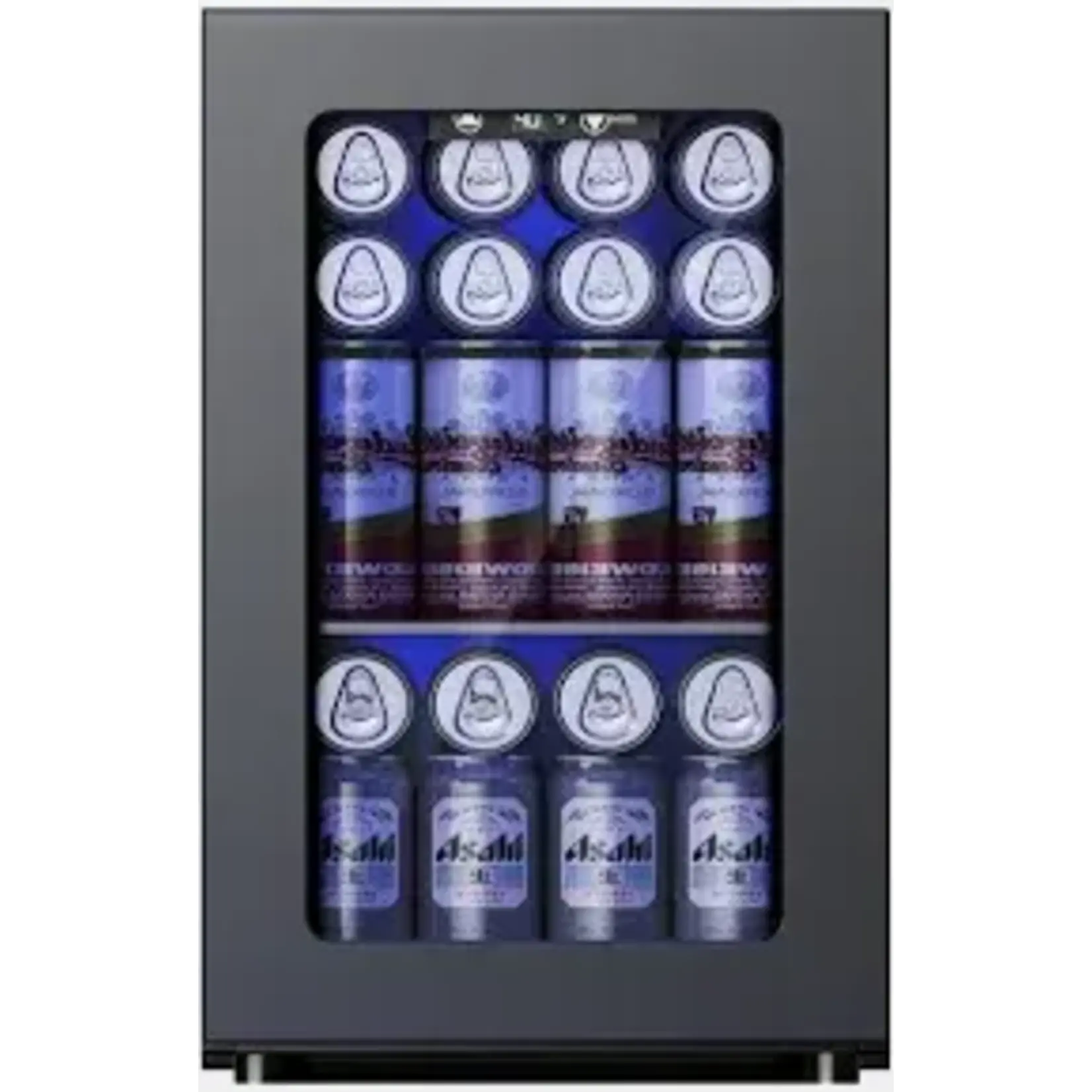 FWC008-11-SIMZLIFE-11-in W 24 -Can Capacity Black Freestanding Indoor Beverage Refrigerator with Glass Door