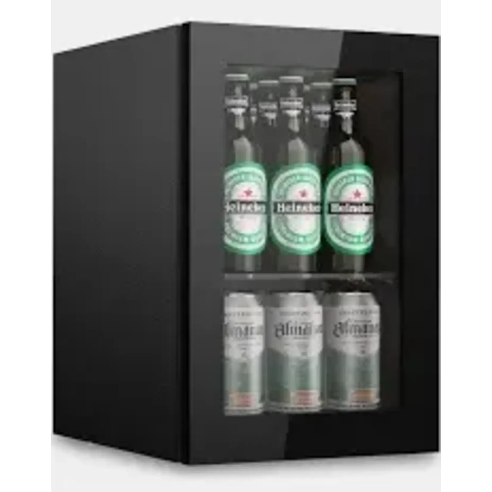 FWC008-11-SIMZLIFE-11-in W 24 -Can Capacity Black Freestanding Indoor Beverage Refrigerator with Glass Door