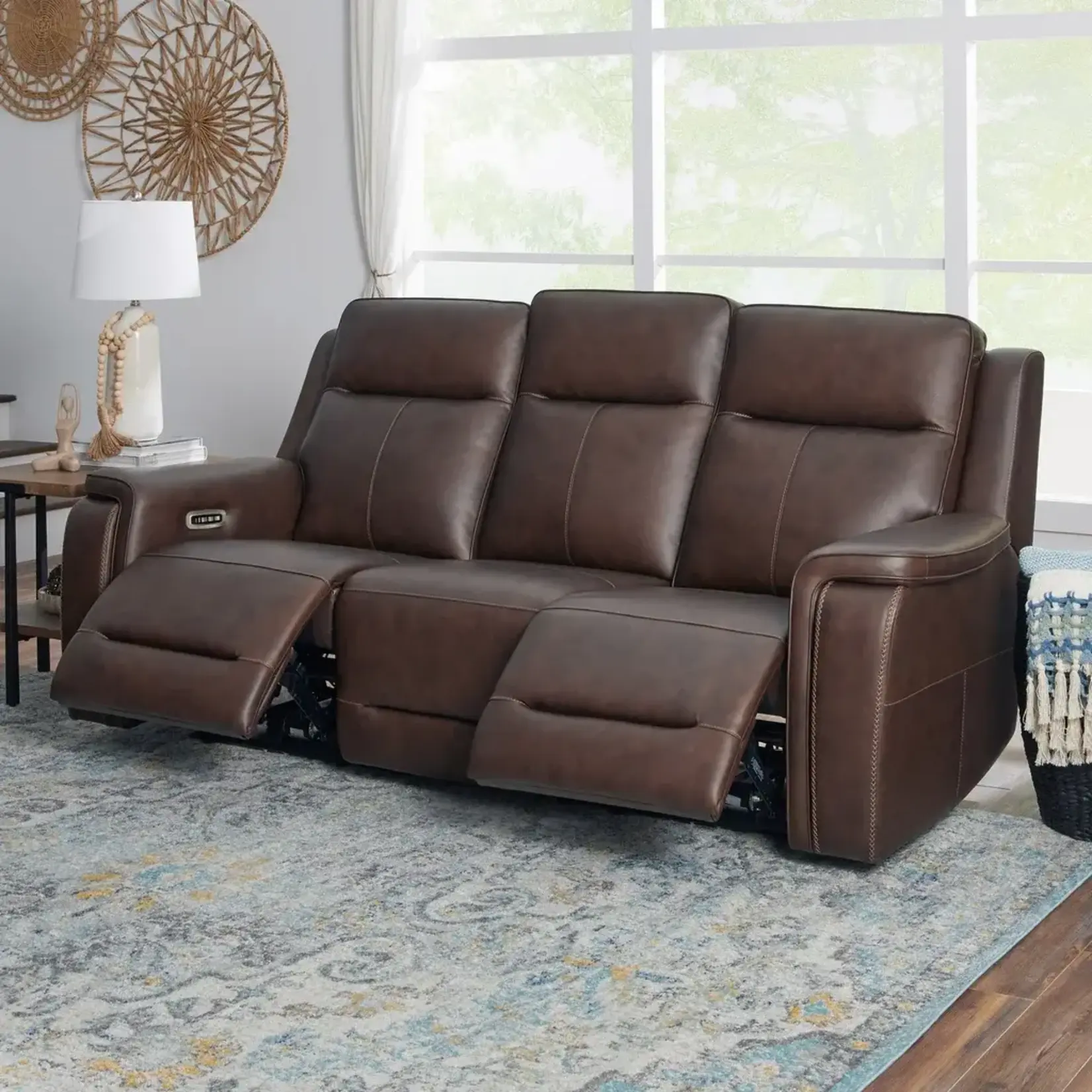 Model #1949-62PH-94671, Item #1861766 - Flexsteel Griffin Italian Leather Power Reclining Sofa with Power Headrests