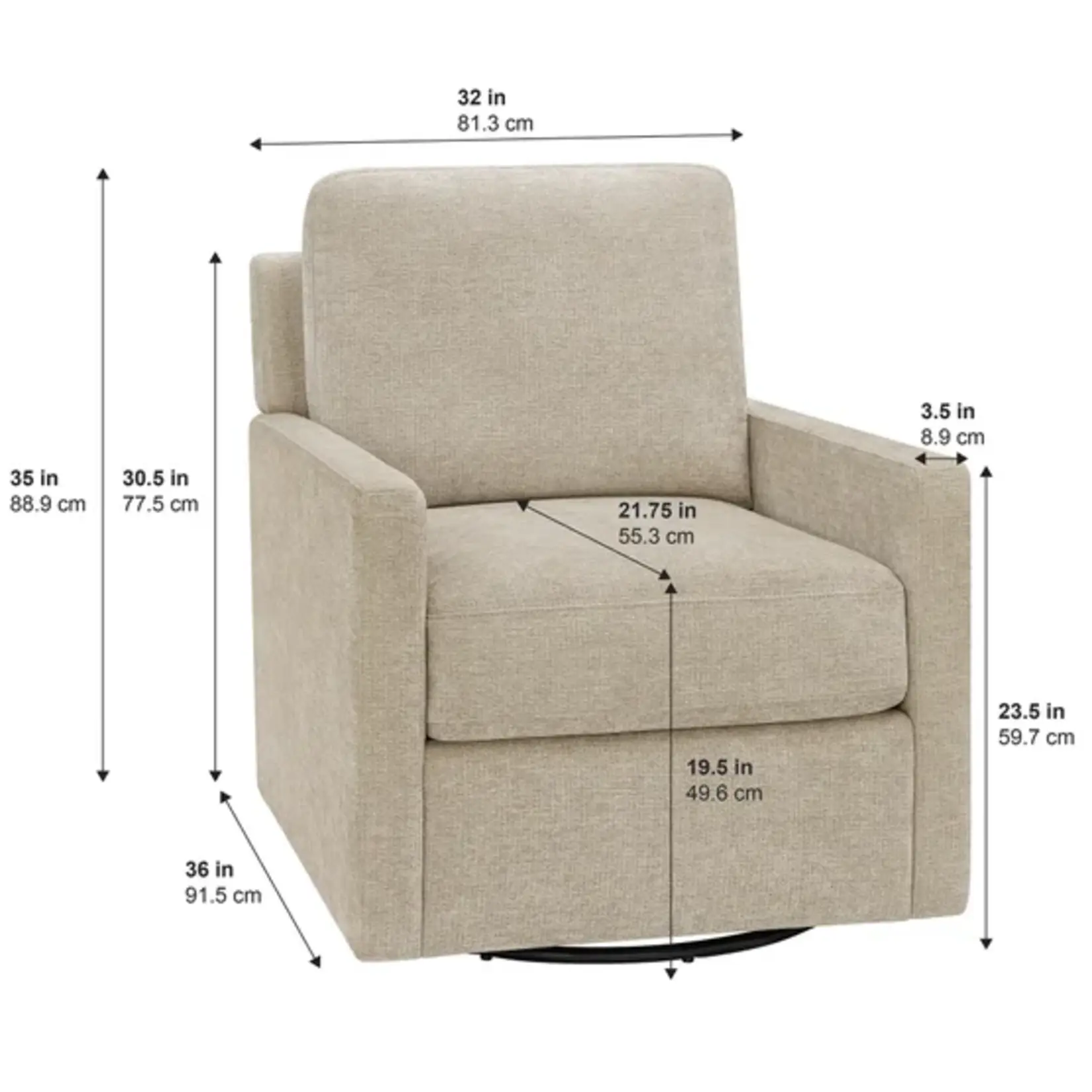 Item #1862018 | Model #3524-6577-80K - Henredon Marley Fabric Swivel Accent Chair