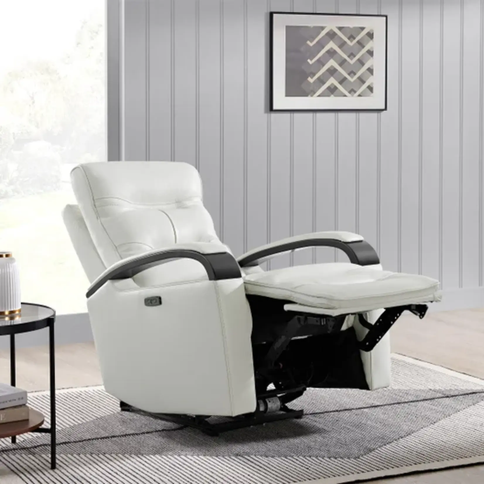 #1653385 - Canmore Leather Power Recliner with Power Headrest (Cream)