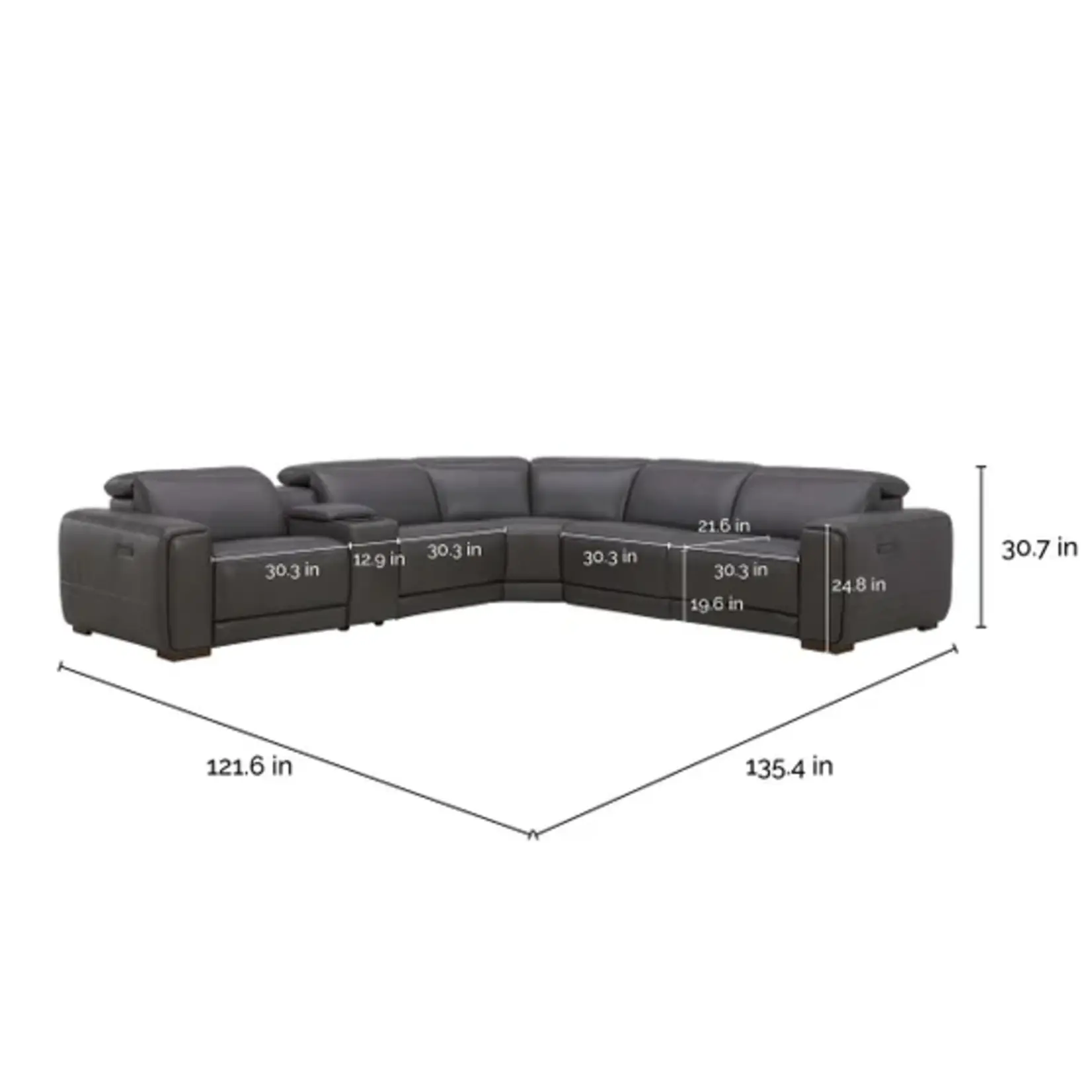 #1861838 - Karson Leather Power Reclining Sectional with Power Headrests