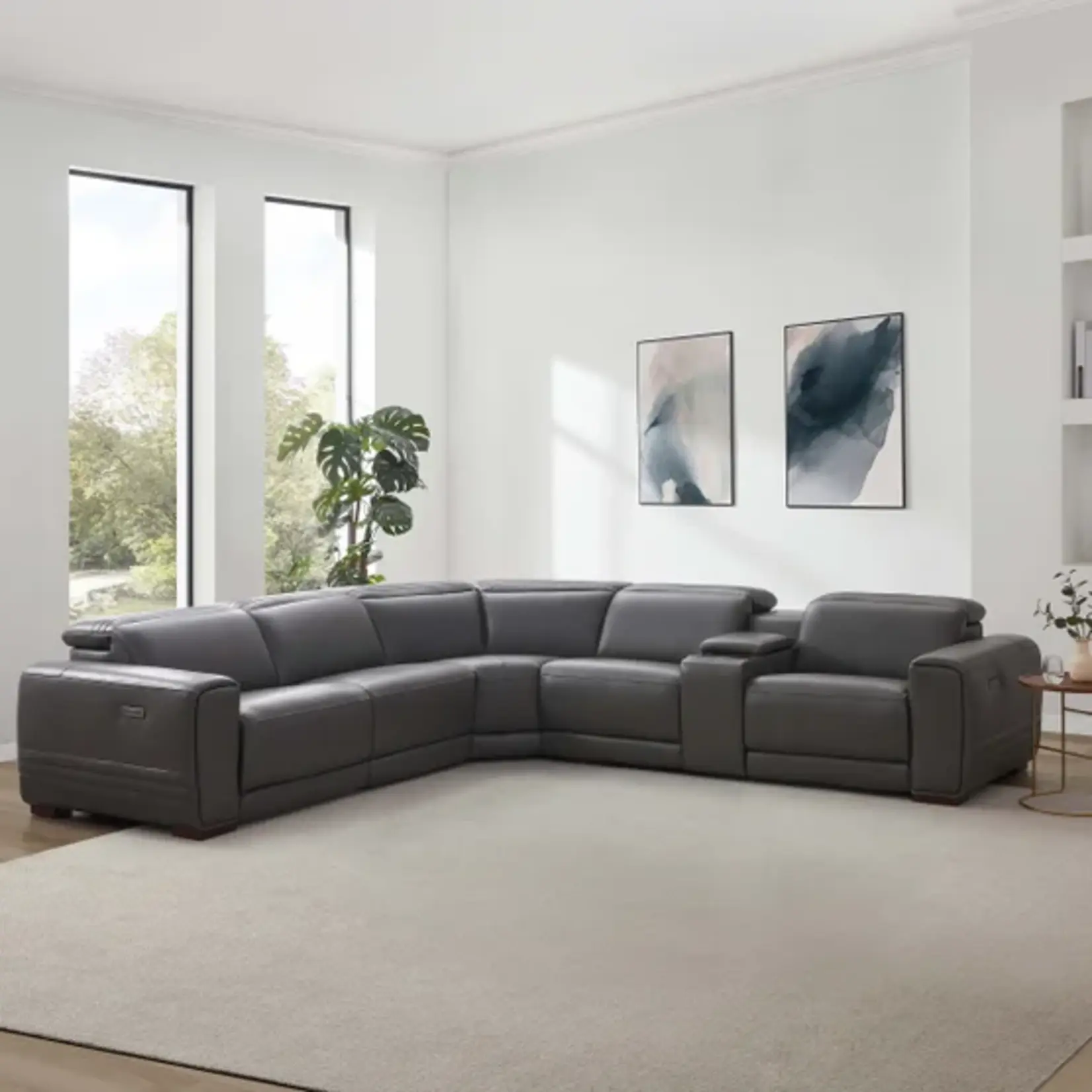 #1861838 - Karson Leather Power Reclining Sectional with Power Headrests