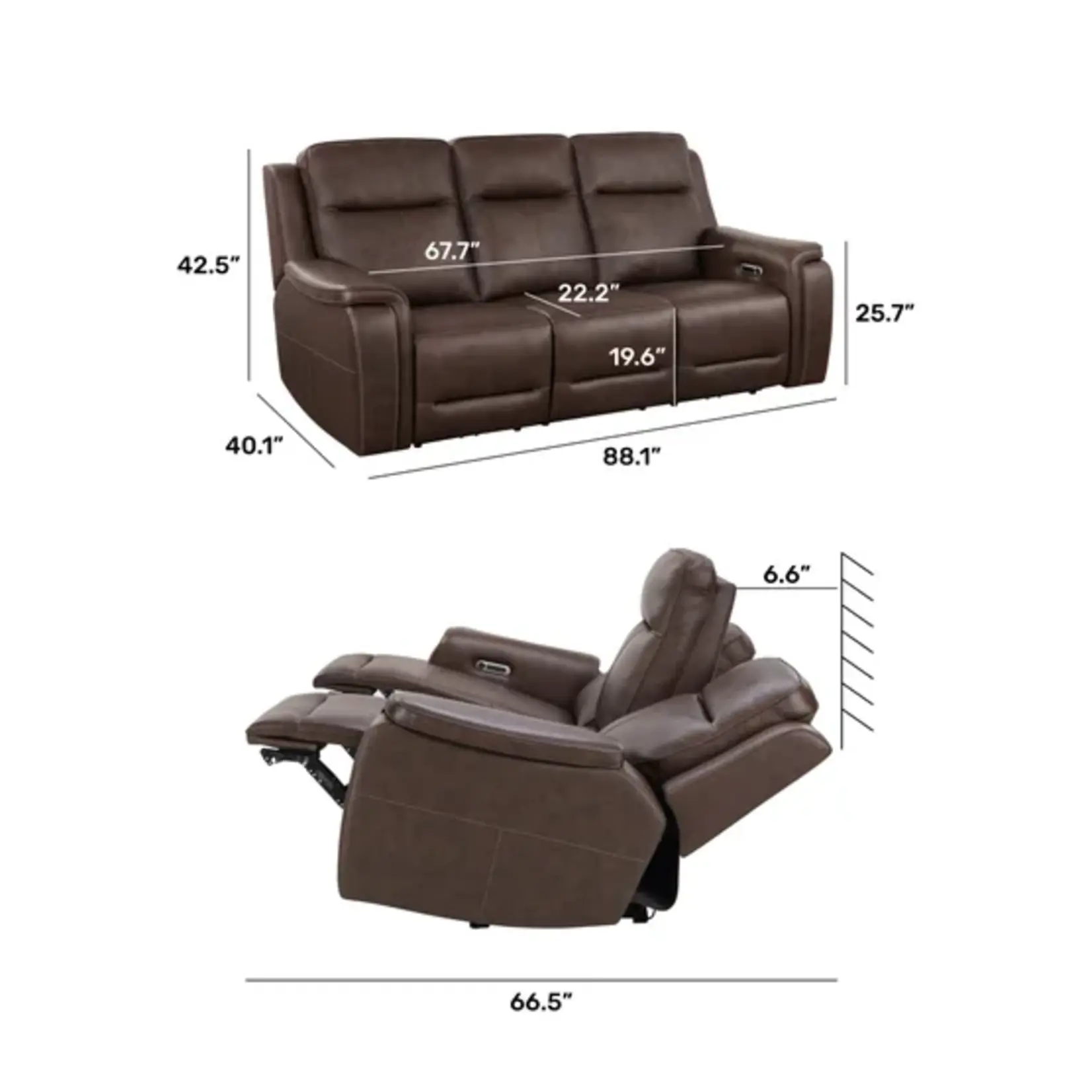 Model #1949-62PH-94671, Item #1861766 - Flexsteel Griffin Italian Leather Power Reclining Sofa with Power Headrests
