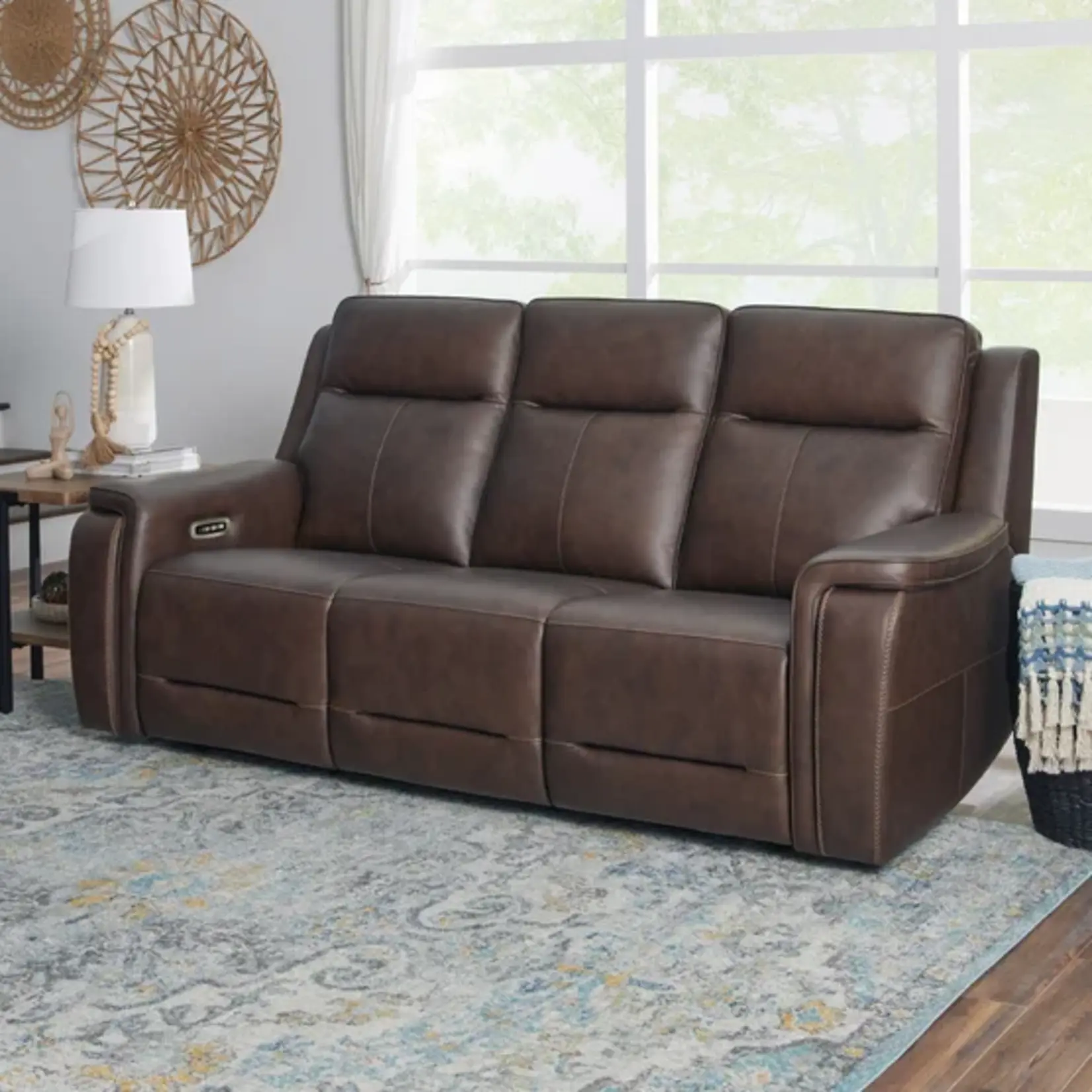 Model #1949-62PH-94671, Item #1861766 - Flexsteel Griffin Italian Leather Power Reclining Sofa with Power Headrests
