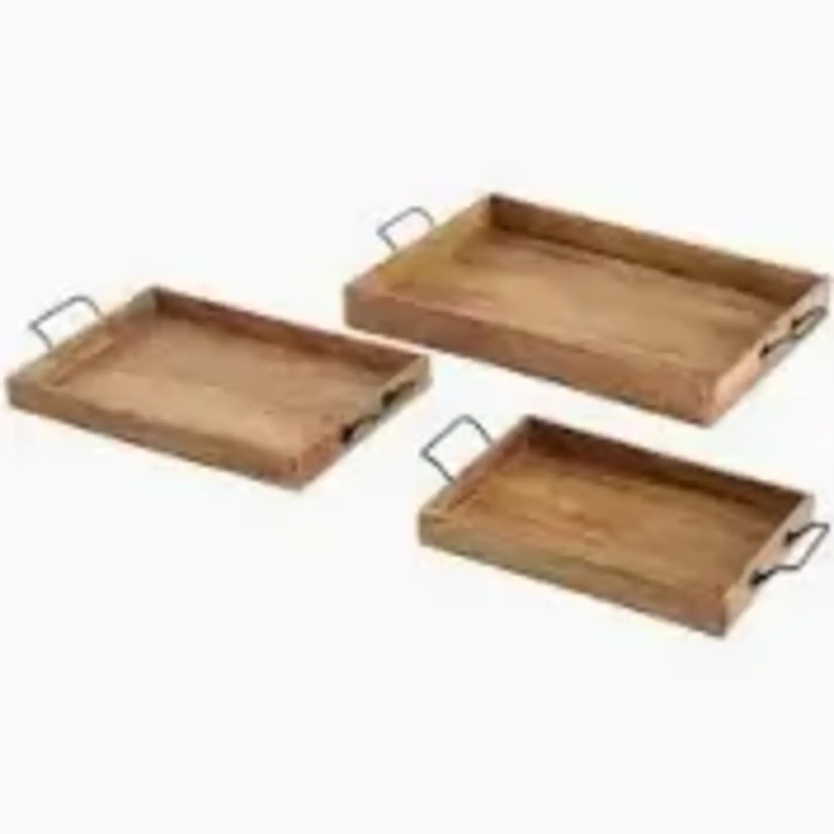 3 PIECE WOODEN INDIA TRAY