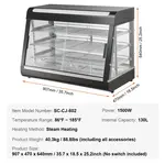 VEVOR Tier 3(SC-CJ-602) Commercial Food Warmer Display, 1500W with Light, Adjustable Shelf and Temperature Display, 86℉~185℉