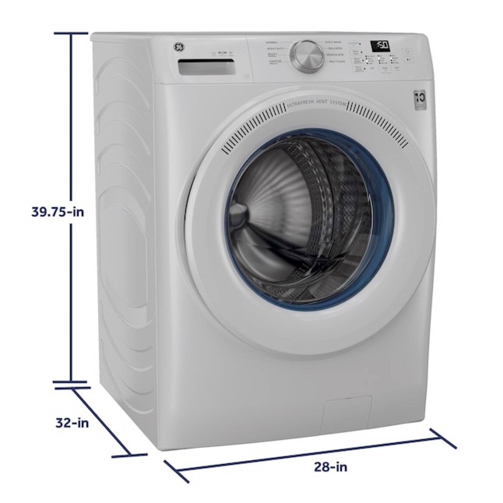 GE #GFW350SSYWW - GE® ENERGY STAR® 4.6 cu. ft. Capacity Smart Front Load Washer with UltraFresh Vent System with OdorBlock™