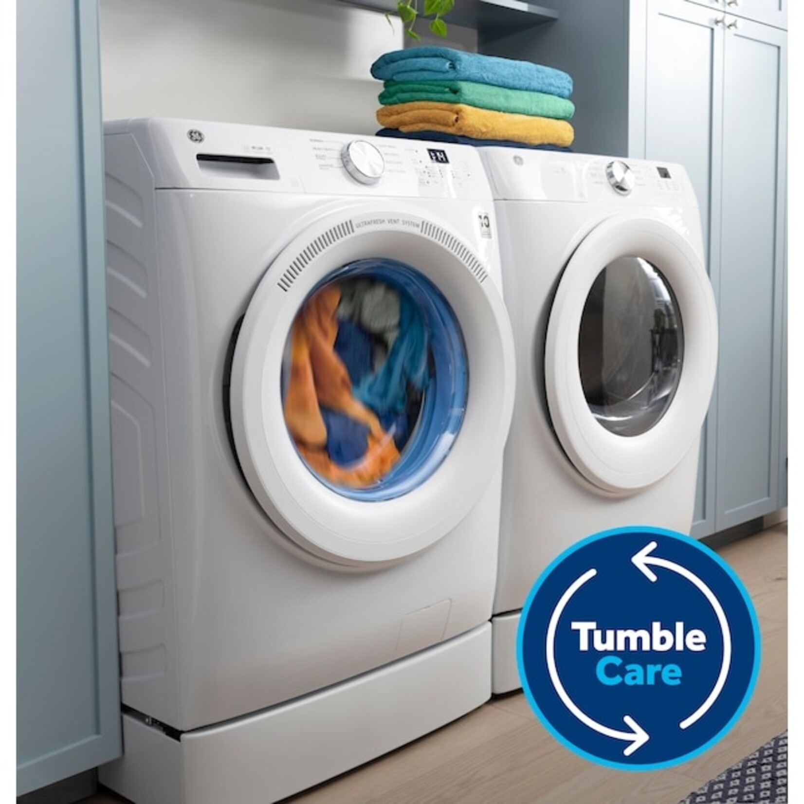 GE #GFW350SSYWW - GE® ENERGY STAR® 4.6 cu. ft. Capacity Smart Front Load Washer with UltraFresh Vent System with OdorBlock™