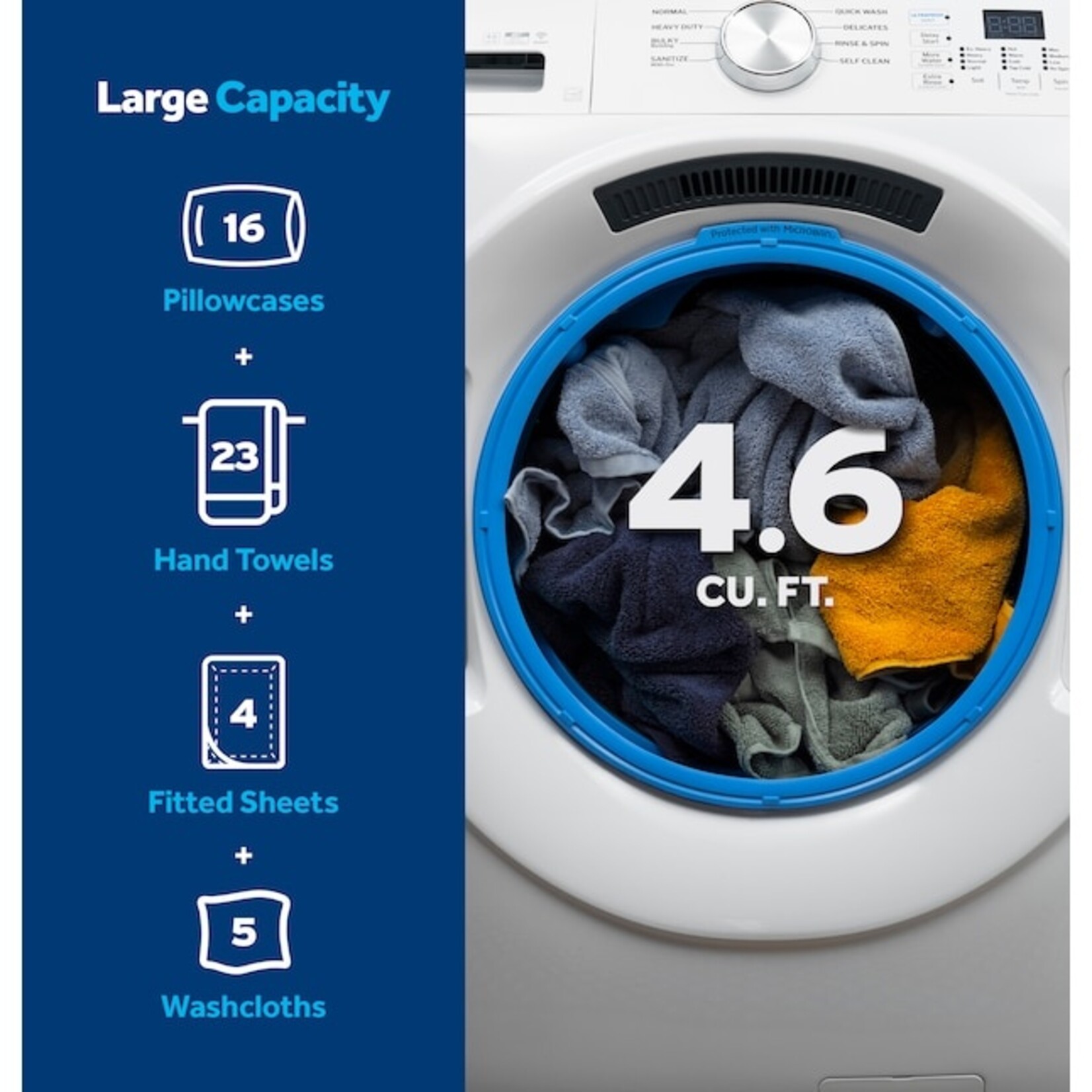 GE #GFW350SSYWW - GE® ENERGY STAR® 4.6 cu. ft. Capacity Smart Front Load Washer with UltraFresh Vent System with OdorBlock™