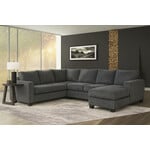Nationwide Furniture Distributors #U407 - Contemporary Three Piece Sectional in a Dark Grey Color Corduroy Fabric