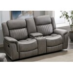 Nationwide Furniture Distributors #U147L - Contemporary Manual Motion Reclining Loveseat in a Grey Polyester Fabric w/ Storage Console and USB Port